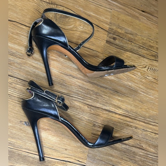 TED BAKER Ulani Black Leather Ankle Strap Stiletto Heeled Sandals MSRP $198 sz 6 - Picture 6 of 7